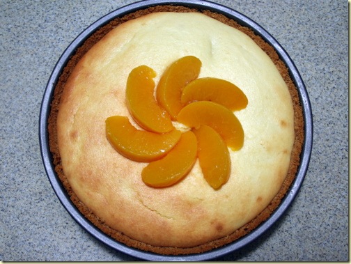 baked cheese pie with peaches