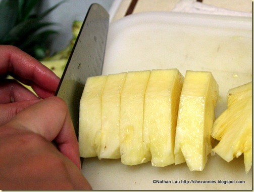 Cutting the Pineapple into Chunks