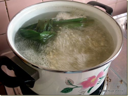 boiling pandan with barley