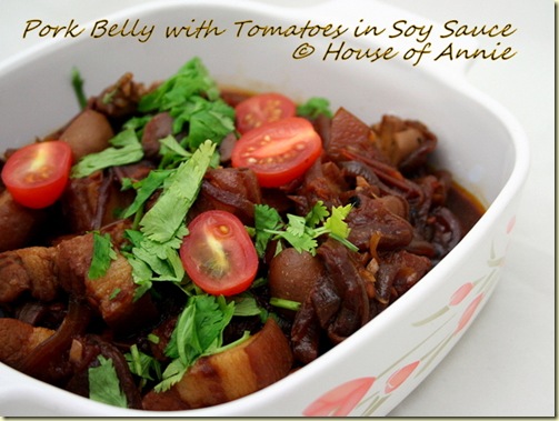 Braised Pork Belly with Tomatoes in Soy Sauce