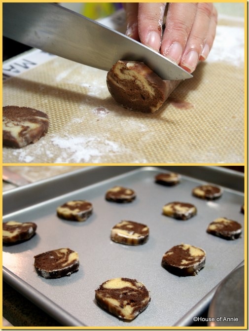 slicing and baking marble cookies