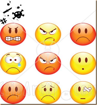25453-clipart-illustration-of-a-group-of-mad-angry-bully-crying-and-bandaged-red-and-yellow-emoticon-faces
