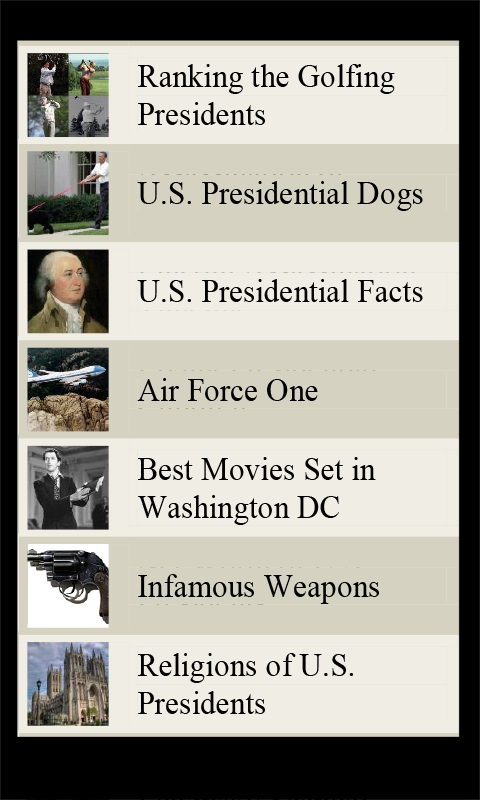 U.S. Presidents Lists Screen 2