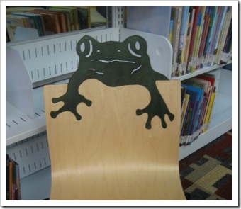 Frog chair in children's section