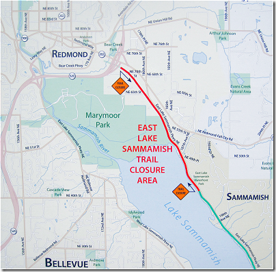 East Lake Sammamish Trail Closure (click for larger image)