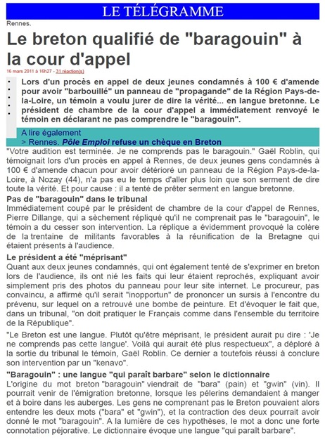 Breton baragouin justícia francesa LeTélégramme 160311