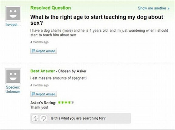 funny yahoo answer questions. Unresolved Question