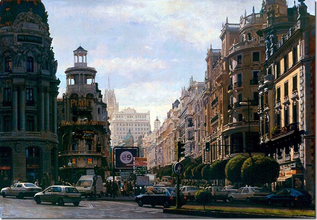 Sonidos de la Gran Via. ( Oleo sobre tela, 89x116 cm.)