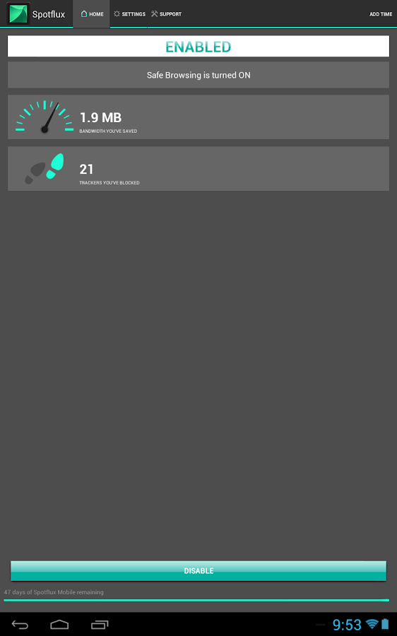Spotflux Free VPN - screenshot