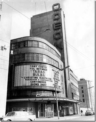 Toronto Theatres. Odeon Toronto Theatre, Carlton east of Yonge St. Photo taken by Harold Whyte in March 1963.
