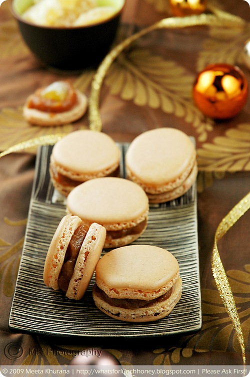 Lebkuchen Spice Macarons with Quince Jam and Candied Ginger (04) by MeetaK