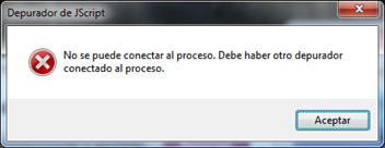 No se puede conectar al proceso. Debe haber otro depurador conectado al proceso