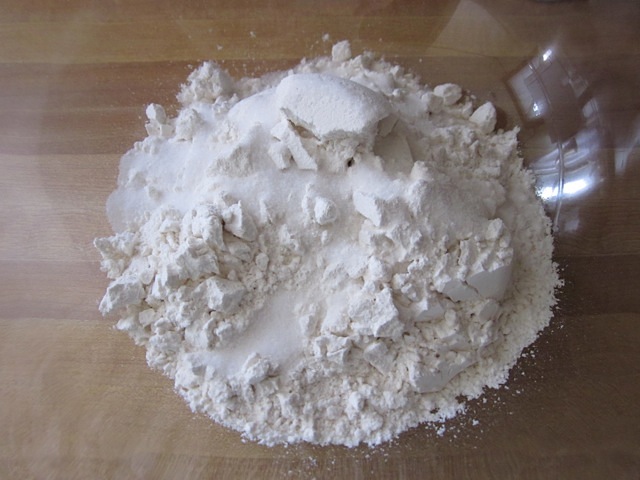 flour and salt in mixing bowl 