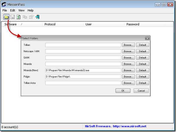MessenPass - Select folders