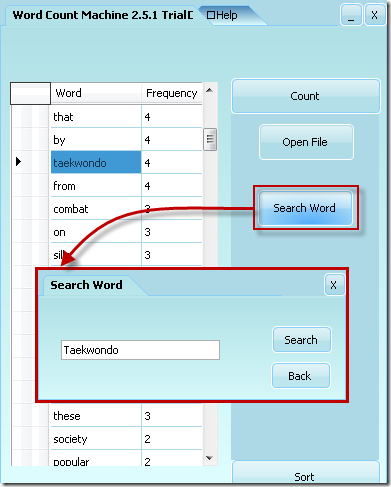 Word Count Machine - Search