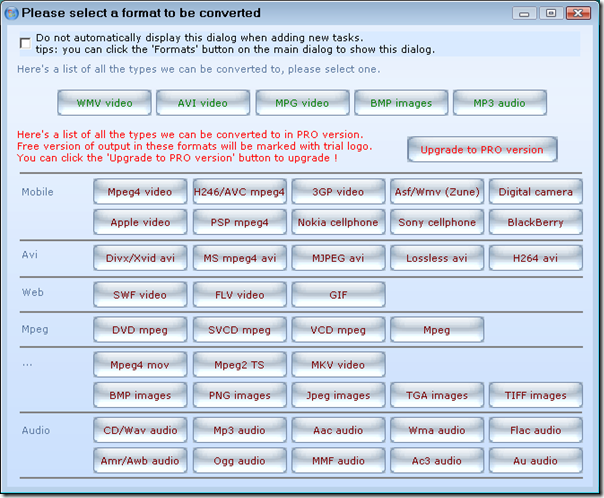 E.M Free PowerPoint Video Converter - Video format