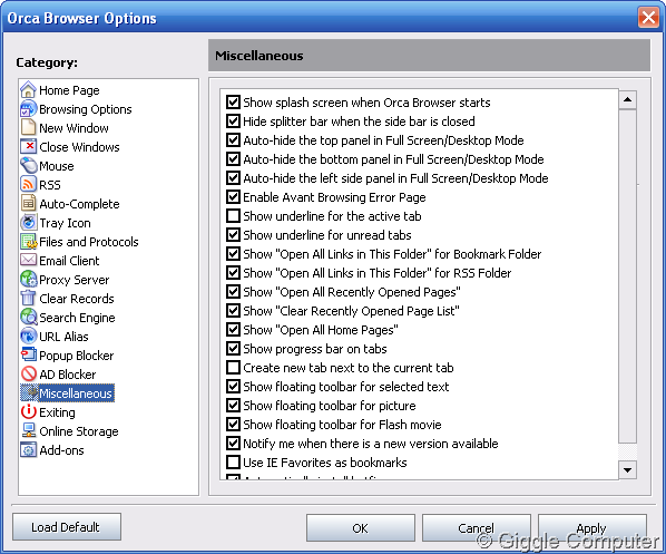 Options - Miscellaneous