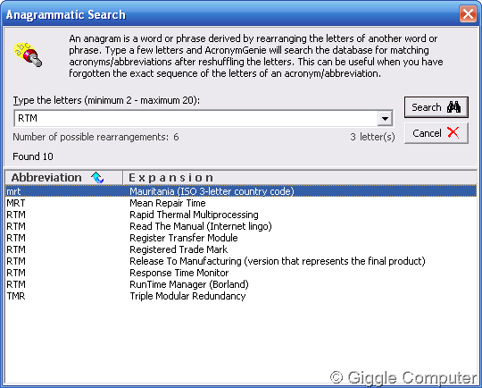 anagrammatic search