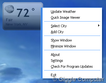 Desktop menu