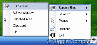 Screenshot System Tray Menu