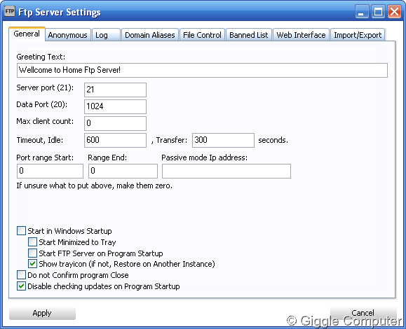 General settings