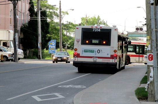 Toronto TTC bus blocking bike lane