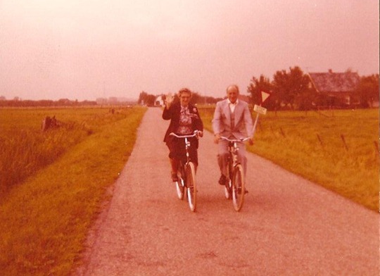 Oma and Opa on bicycles in the Netherlands - 1970's