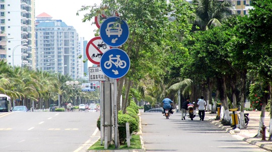 Separated bike lane in China