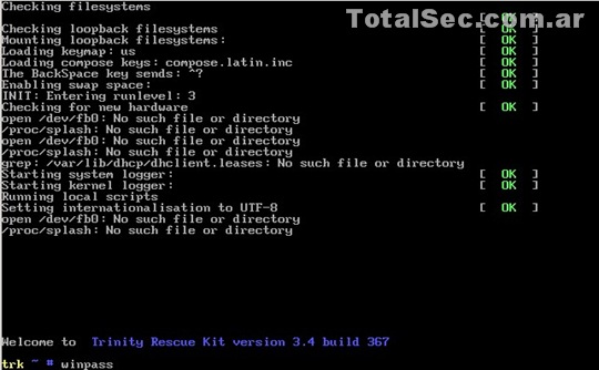 Trinity Rescue Kit: Tutorial para eliminar la contraseña de administrador  en Windows