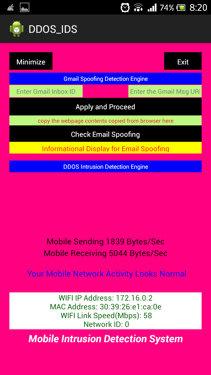 DDOS, Email Spoofing Detection Screen 3