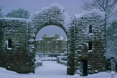 snowy scene in Culzean Castle, Ayrshire, Scotland