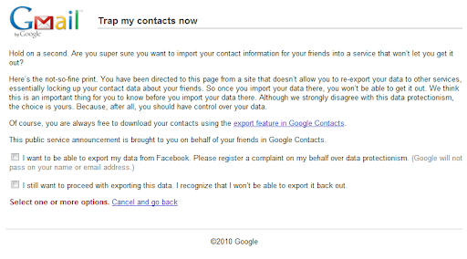 facebook google import