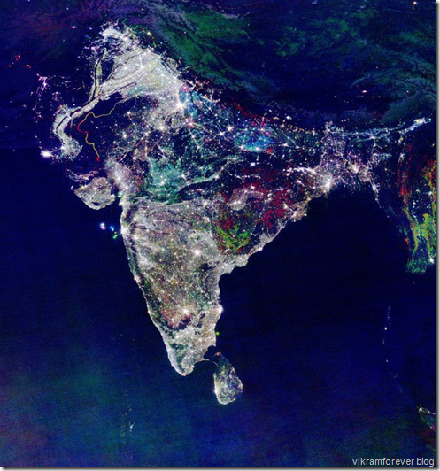 Satellite image of India on Diwali Night