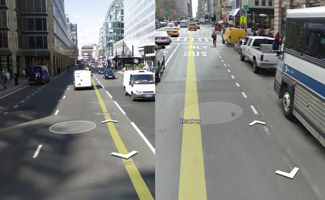 Vergleich: Street View vorher (links), Street View nachher (rechts)