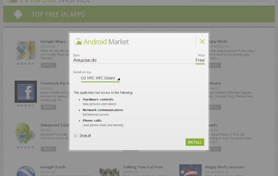 Installationsroutine im Web Market Android