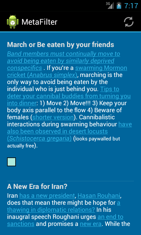 Android application MetaFilter (Unofficial) screenshort
