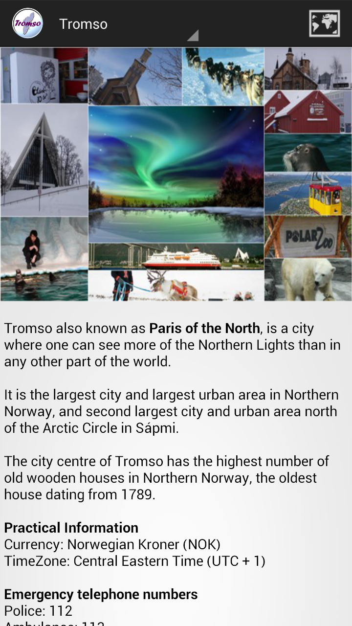 Android application Tromso City Guide screenshort