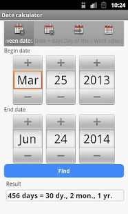  memungkinkan perhitungan dasar dengan tanggal dan berfungsi sebagai suplemen diberikan ke Download Aplikasi Калькулятор дат apk gratis untuk Android
