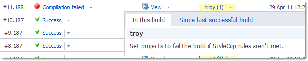 A descriptive commit message on a failing TeamCity build