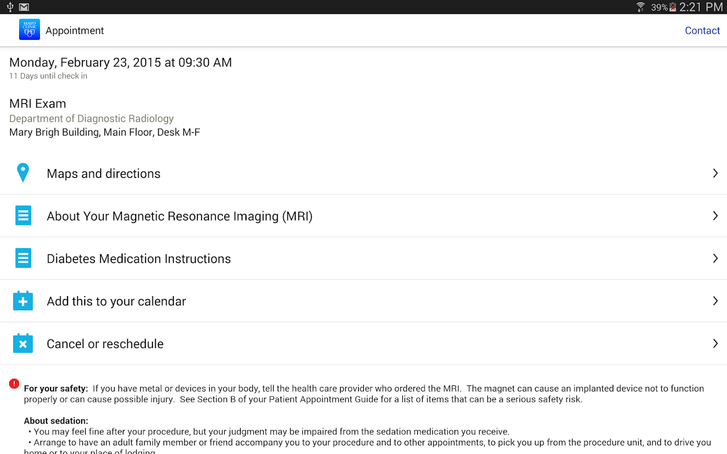   Mayo Clinic: captura de pantalla 