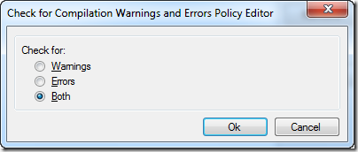 Check for Compilation Warnings and Errors Policy Editor