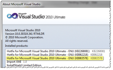 Visual Studio 2010 About Dialog