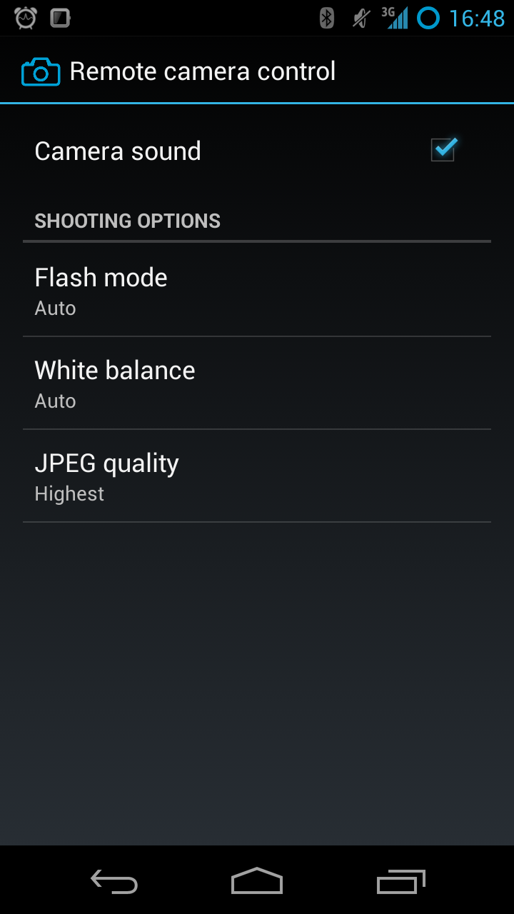 Remote Camera Control Screen 2