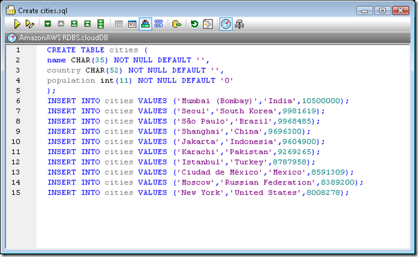 DatabaseSpy SQL Editor window