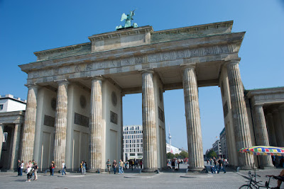iconic brandenberg gate berlin germany with blue sky