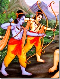 Rama and Lakshmana fighting a Rakshasa