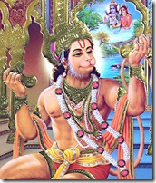 Hanuman chanting the glories of Sita Rama