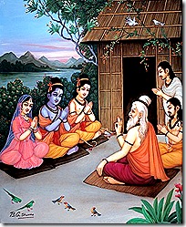 Sita, Rama, and Lakshmana visiting sages