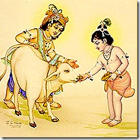 Krishna and Balarama with cow