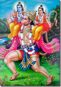 Hanuman with Lakshmana and Rama